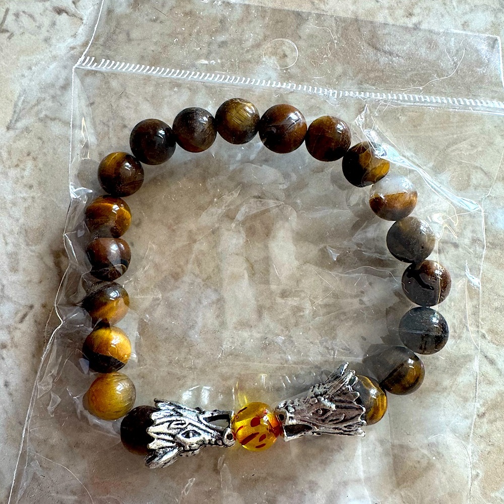 BROWN DRAGON PRAYER BEAD BRACELET